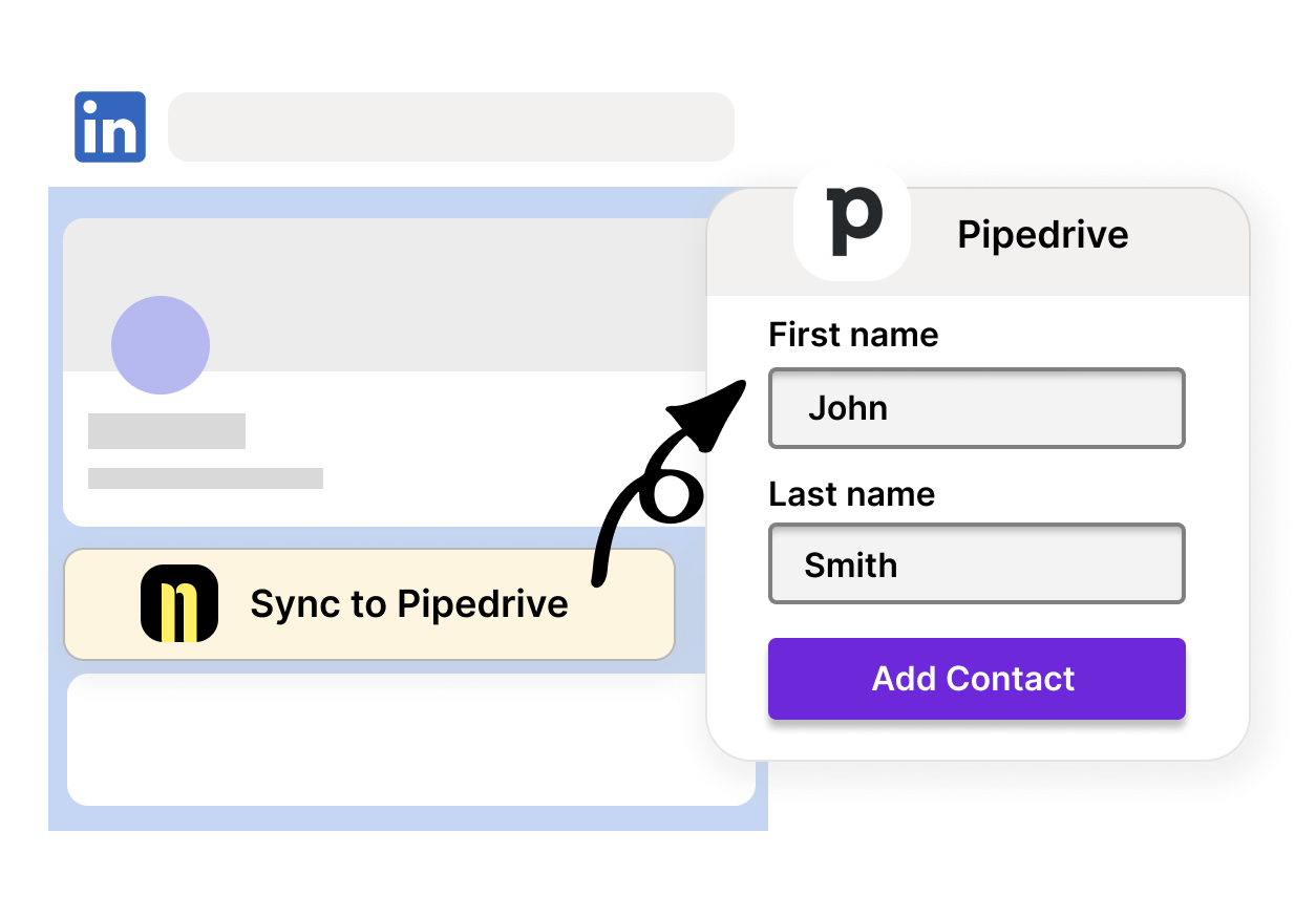 Add LinkedIn contacts to Pipedrive with one click