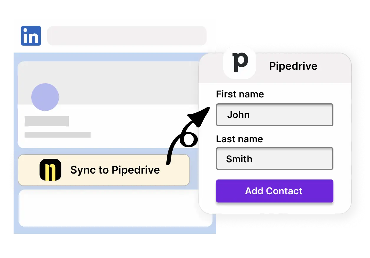 Add LinkedIn contacts to Pipedrive with one click