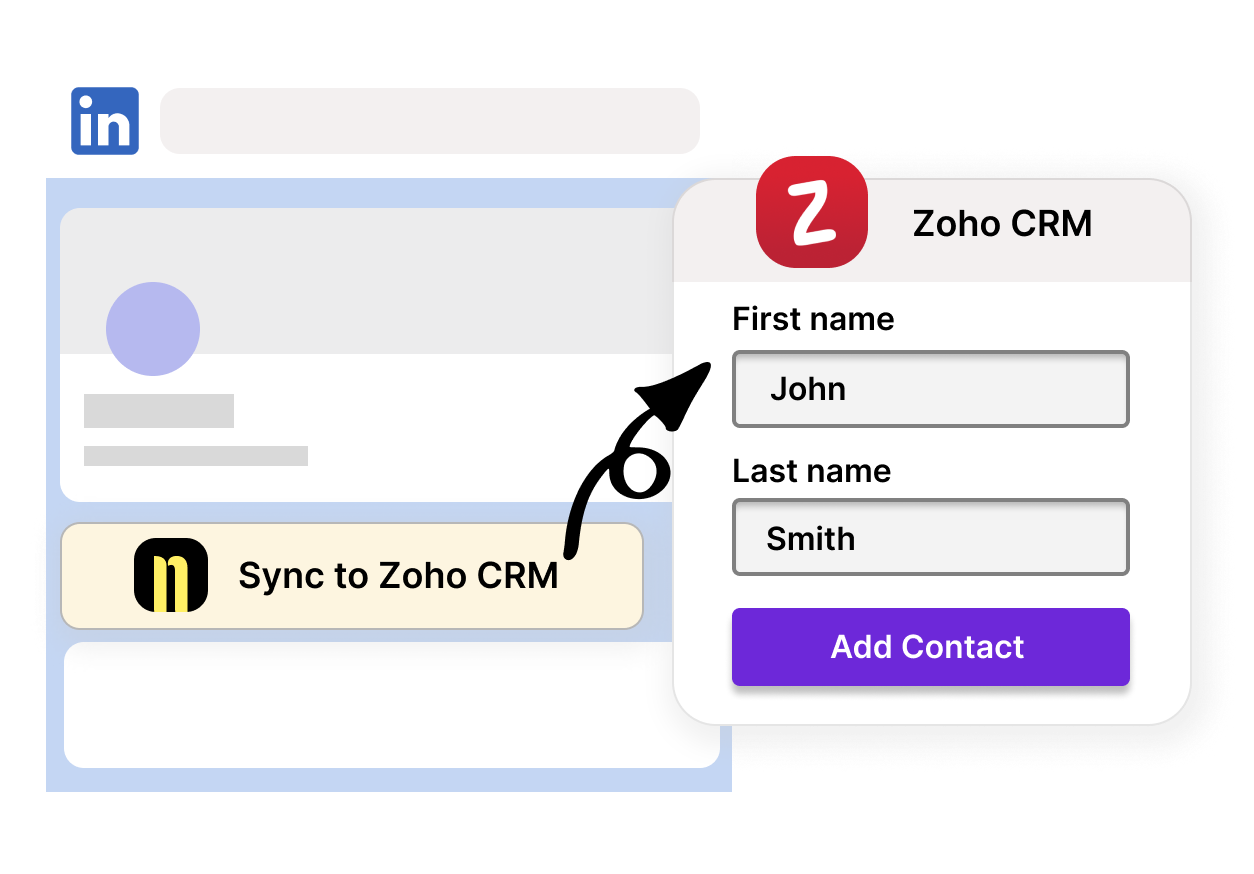 Add LinkedIn contacts to Zoho with one click