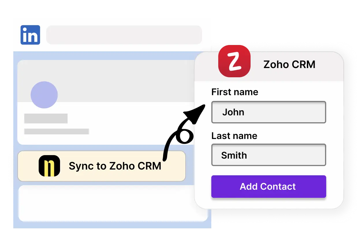 Add LinkedIn contacts to Zoho with one click