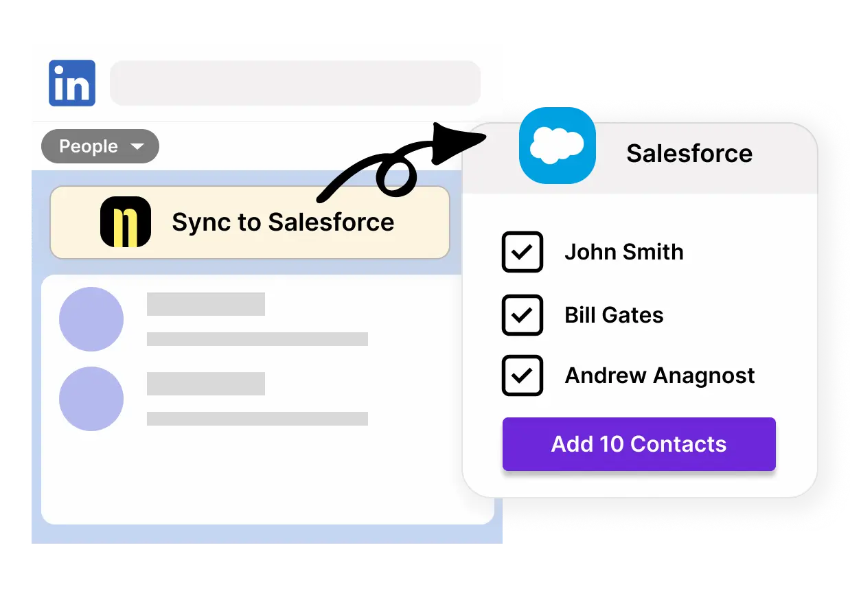 Bulk export LinkedIn People Search results to Salesforce