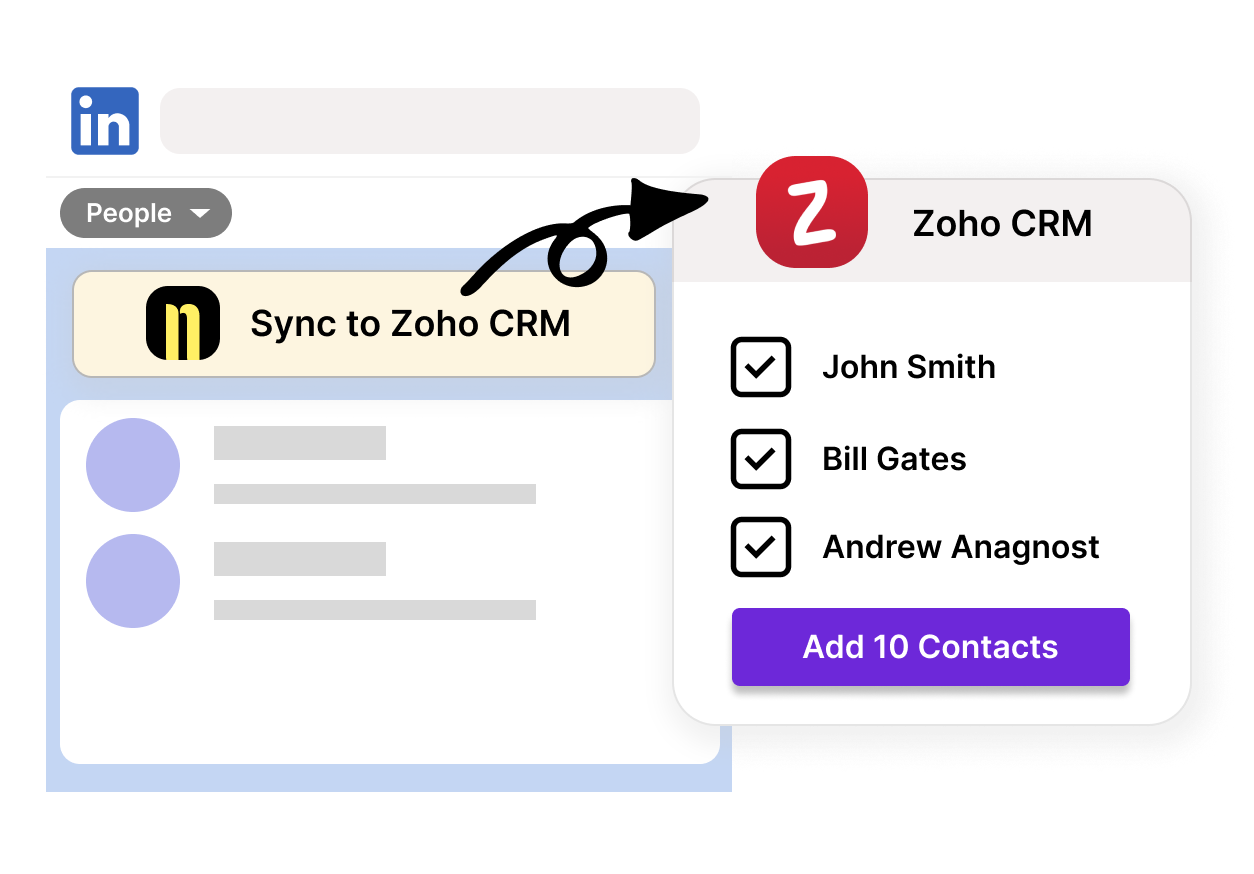 Bulk export LinkedIn People Search results to Zoho