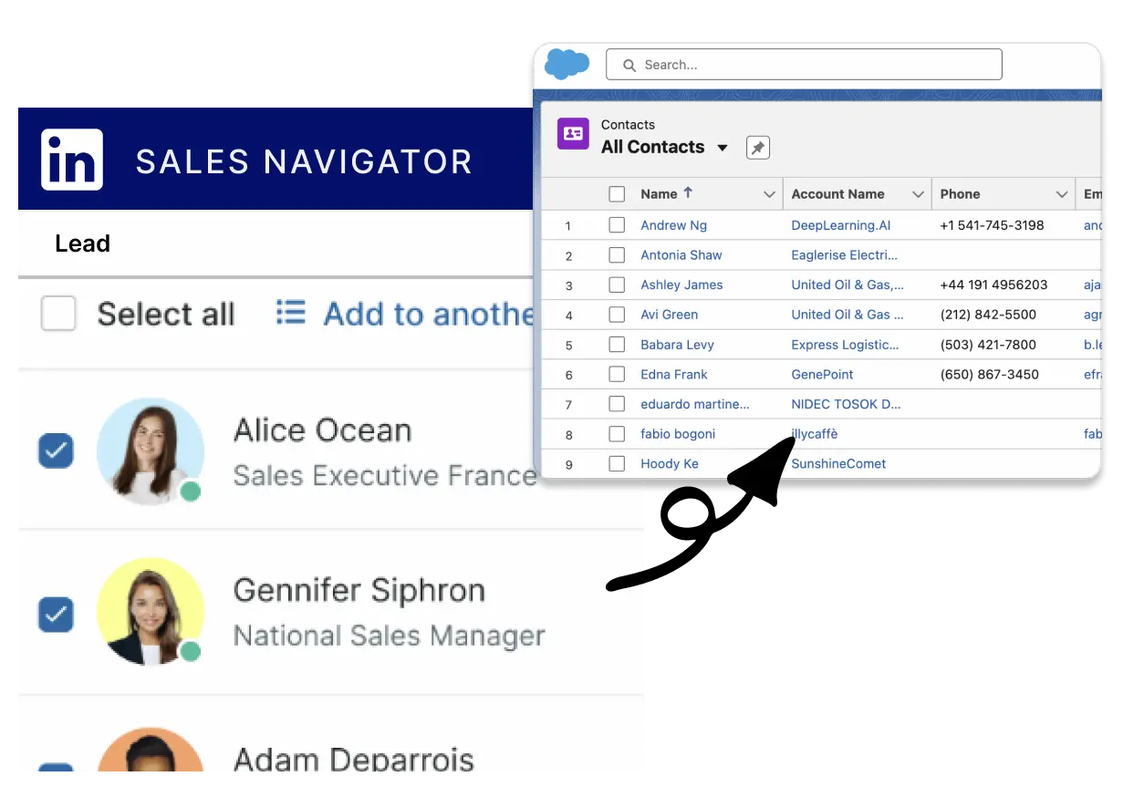 Export Sales Navigator lists to Salesforce instantly