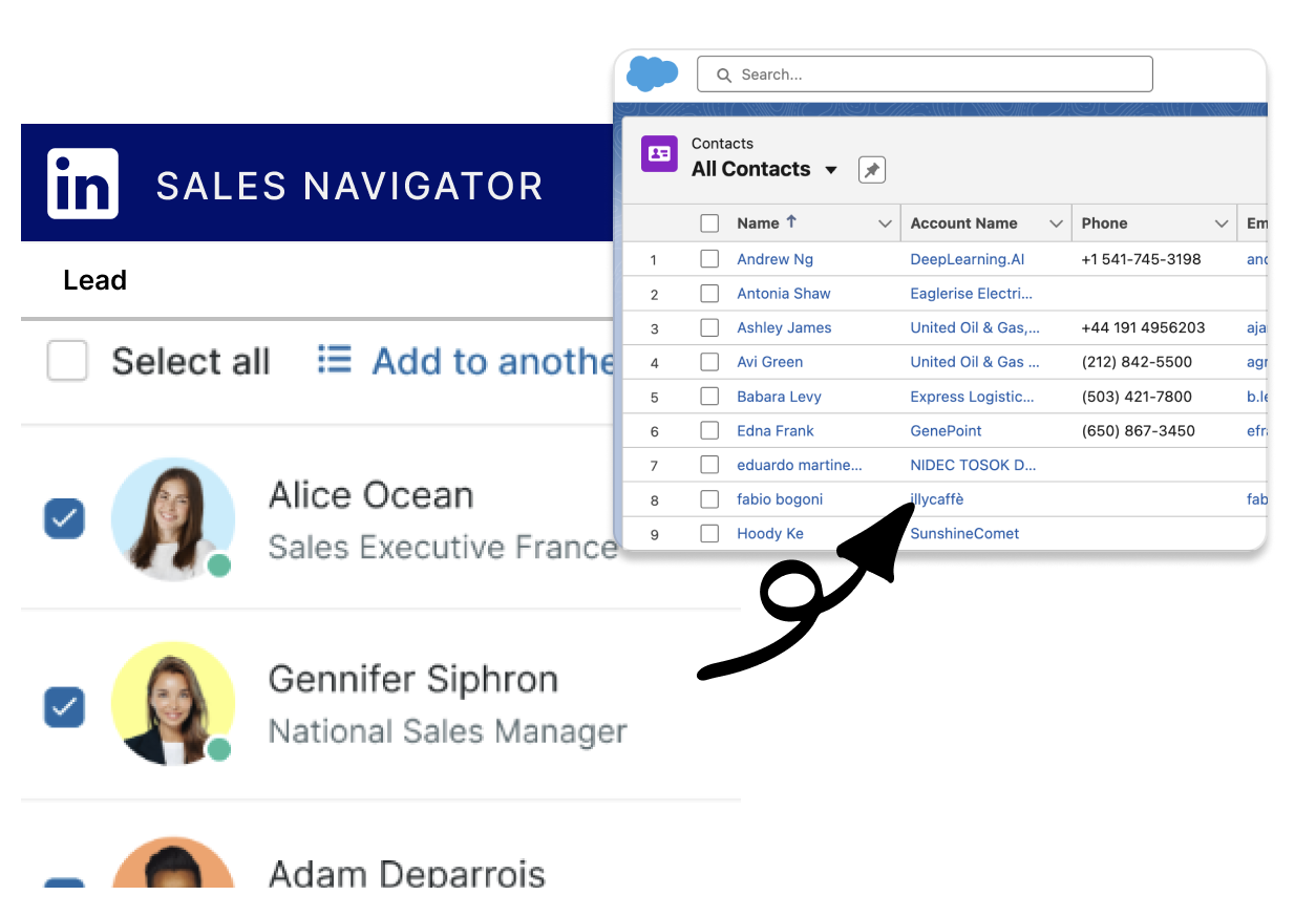 Export Sales Navigator lists to Salesforce instantly