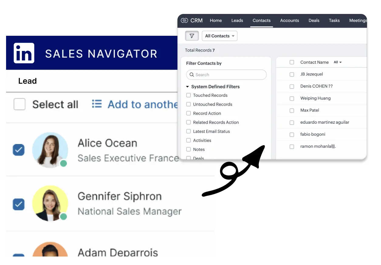 Export Sales Navigator lists to Zoho instantly