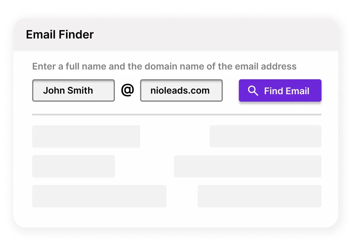 NioLeads find email by name and company website