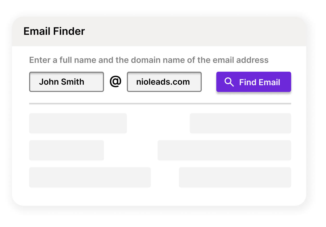 NioLeads find email by name and company website