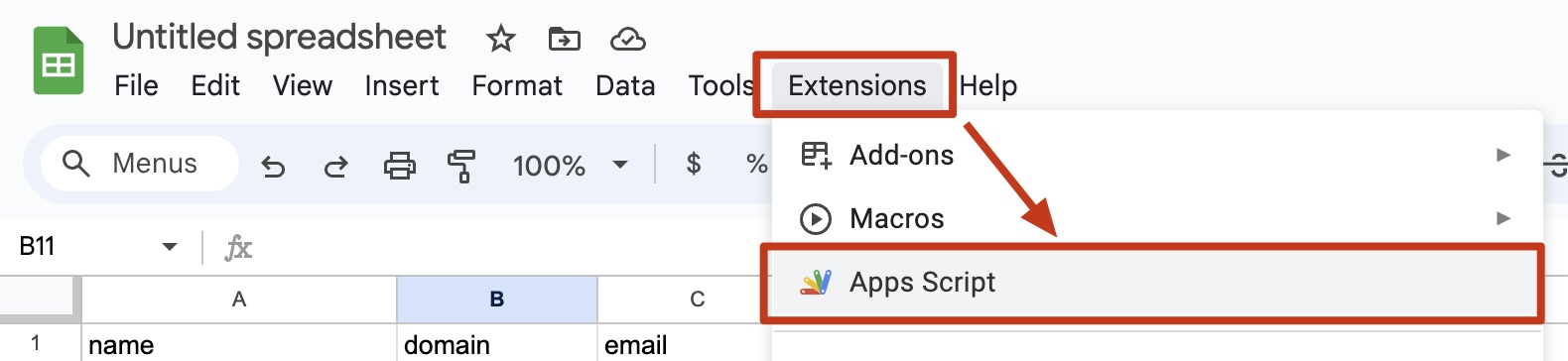 open google sheet apps script